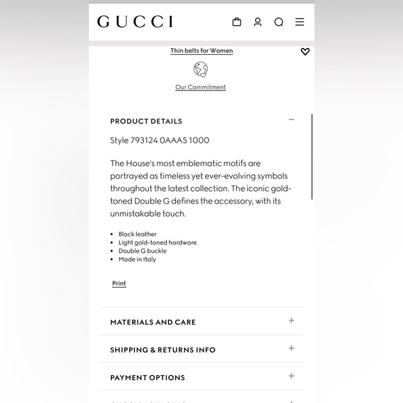 Gucci Marmont thin black leather and gold hardware belt. Worn 3x maximum size 85 - Picture 3 of 9